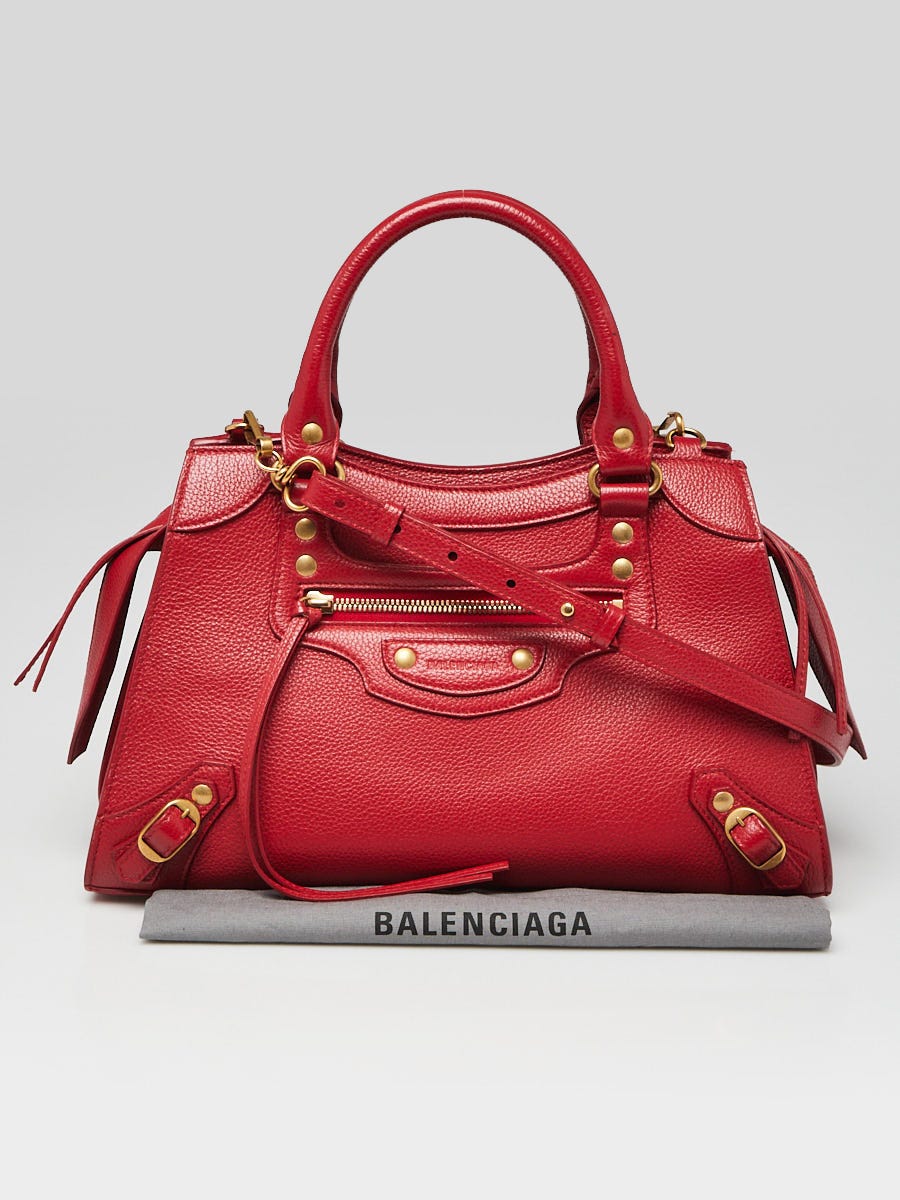 Balenciaga Red Grained Calfskin Leather Neo Classic Small City Bag