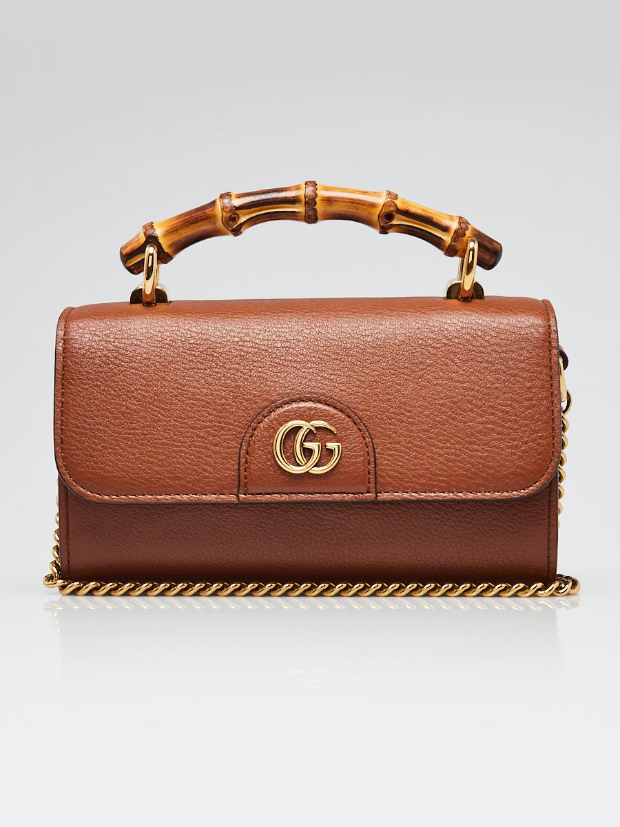 Gucci Brown Leather Mini Diana Top Handle Crossbody Bag | Yoogi's