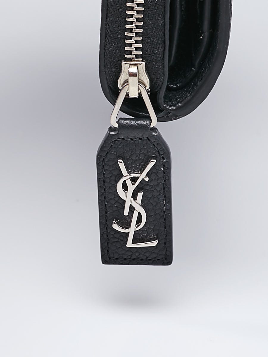 Yves Saint Laurent Black Grained Leather Zip Compact Rive Gauche