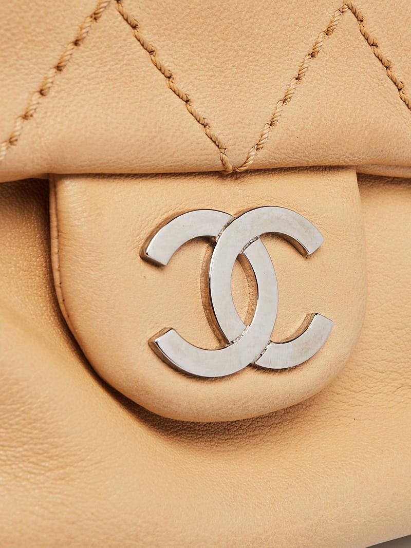 Chanel Beige Lambskin Leather CC Accordion Shoulder Bag | Yoogi's