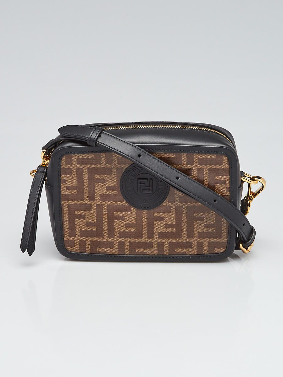 Fendi Black/Brown Coated Canvas and Leather Mini Camera Case