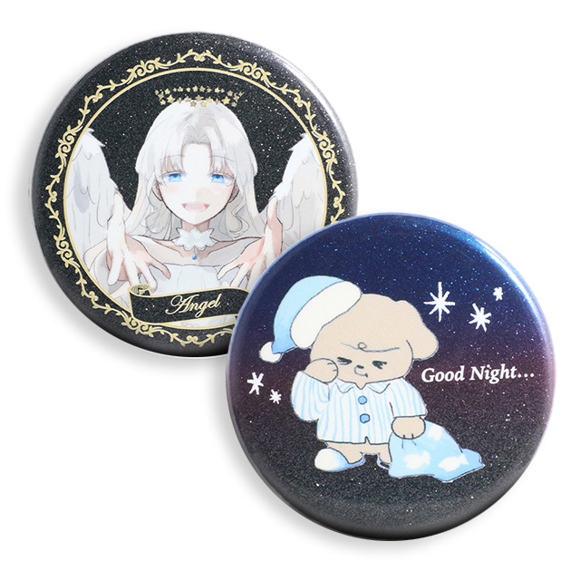 黒グリッター缶バッジ（白押さえアリ） | 缶バッジの達人