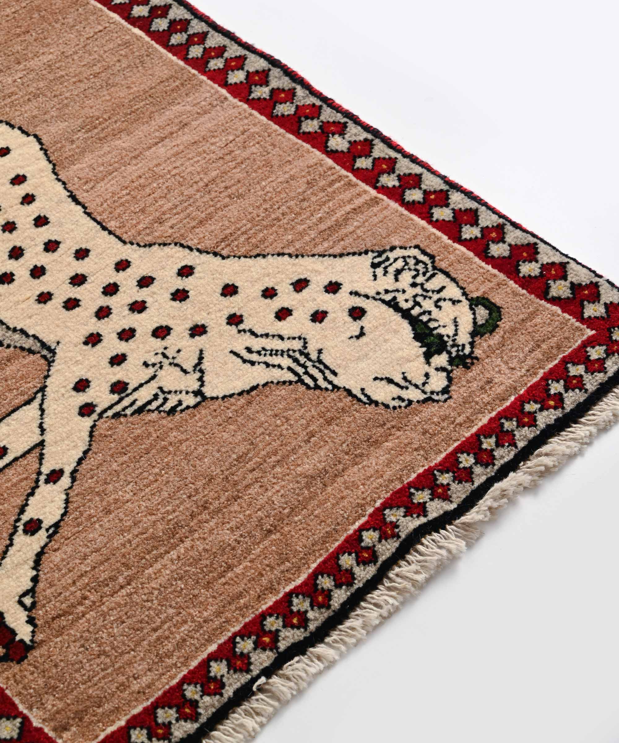 ペルシャギャッベ リーズ ラグ 90cm×67cm マット チーター – BASIC AND