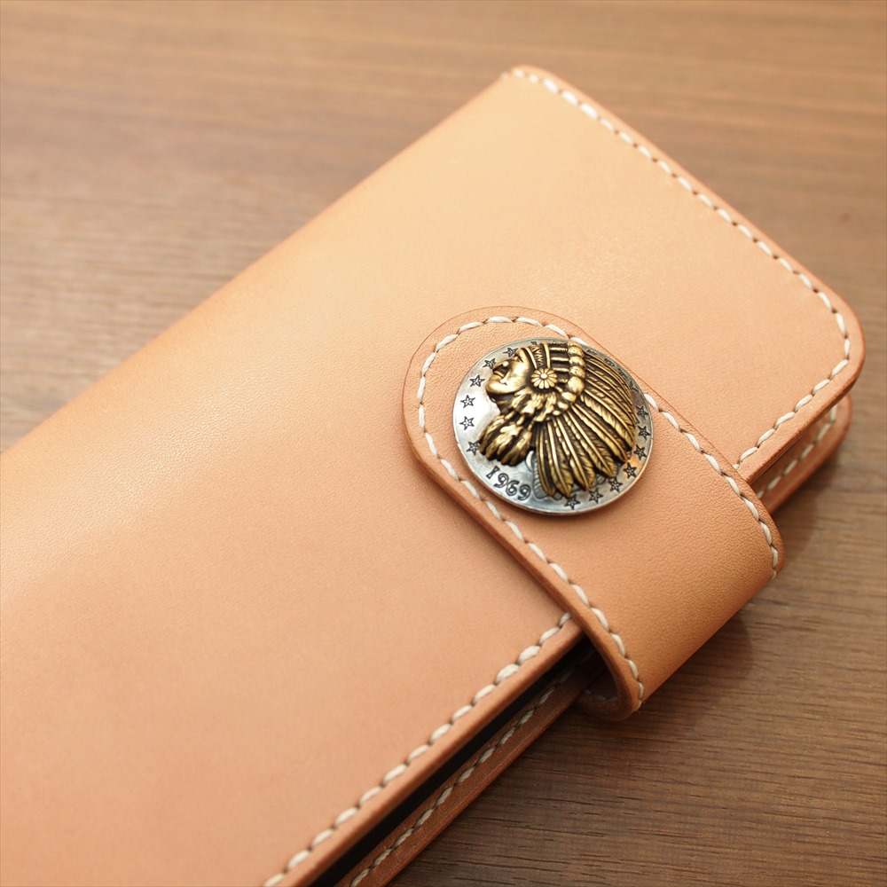 OM-250 栃木レザーナチュラルヌメ牛革インディアン3Dコンチョ仕様