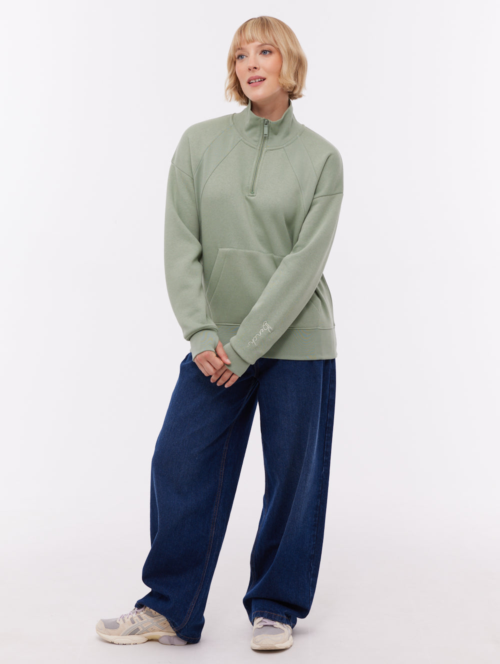 Zilia Quarter-Zip Funnel Neck - Green - Bench