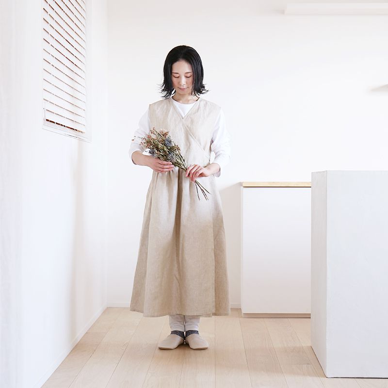 リネンエプロン] カシュクールエプロン / リネン100％ | ボー