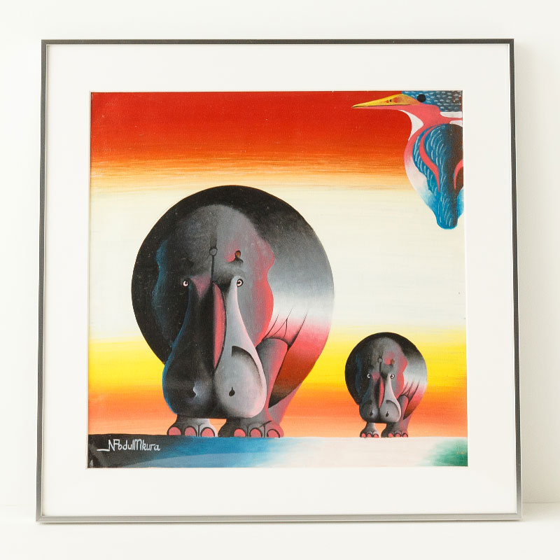 アフリカンアート36 / カバの親子 | ボー・デコール オンラインショップ