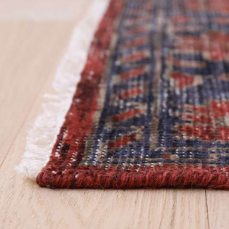 ヴィンテージ風ラグ ウール100％の赤い絨毯 [DP01ダークレッド] | ボー