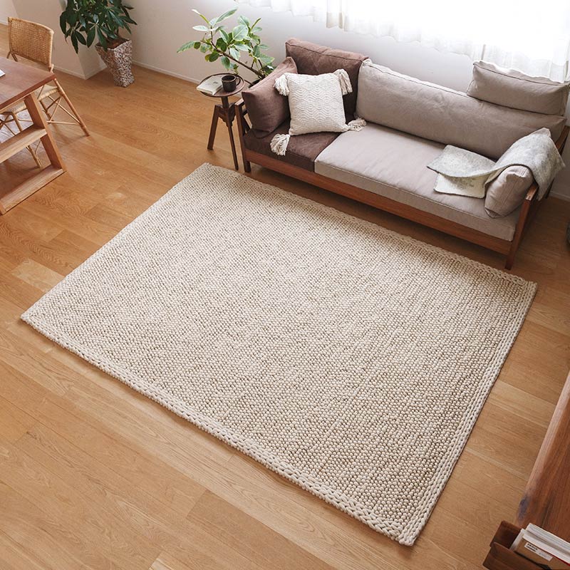 天然素材の北欧風厚手ウールラグ [ホワイトグレー] / WW51 | ボー