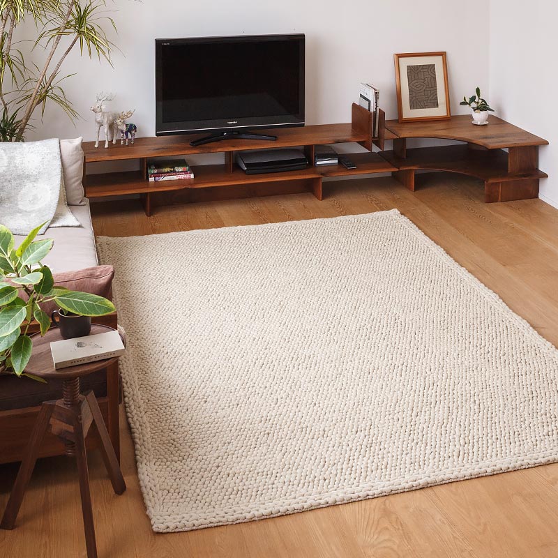 天然素材の北欧風厚手ウールラグ [ホワイトグレー] / WW51 | ボー