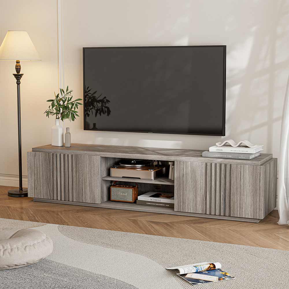 Modern Low Profile Wood TV Stand for 75 inch TVs