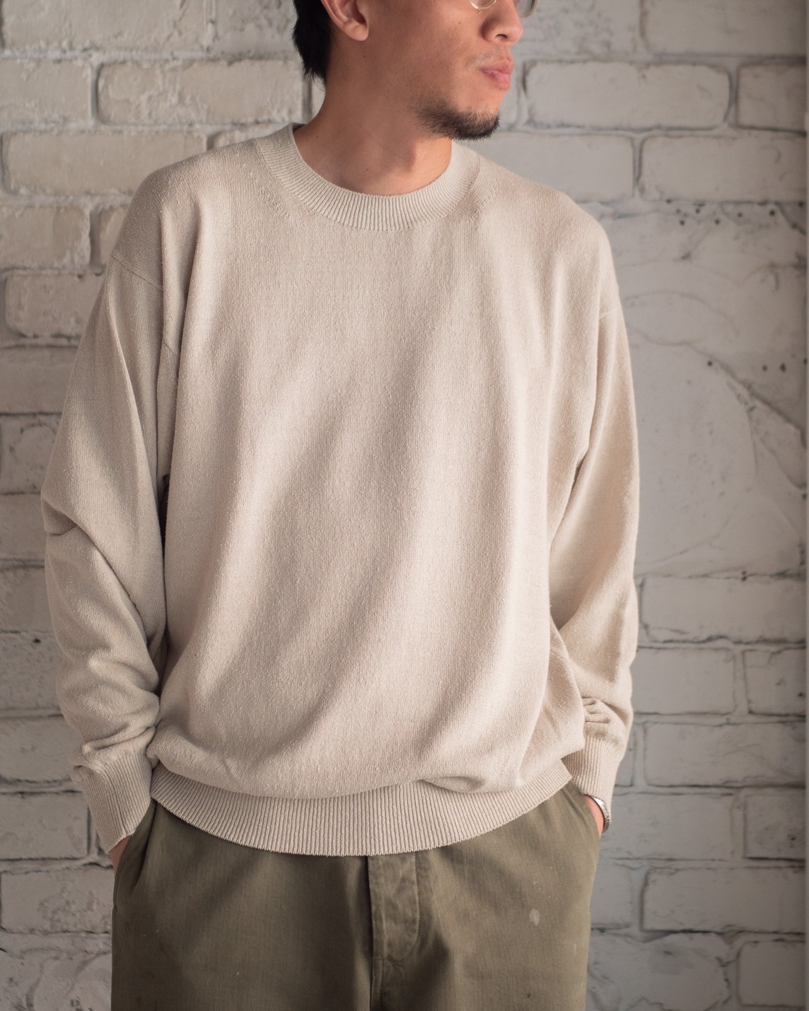 BATONER【MEN'S】SILK CREW NECK KNIT バトナー シルククルーネック