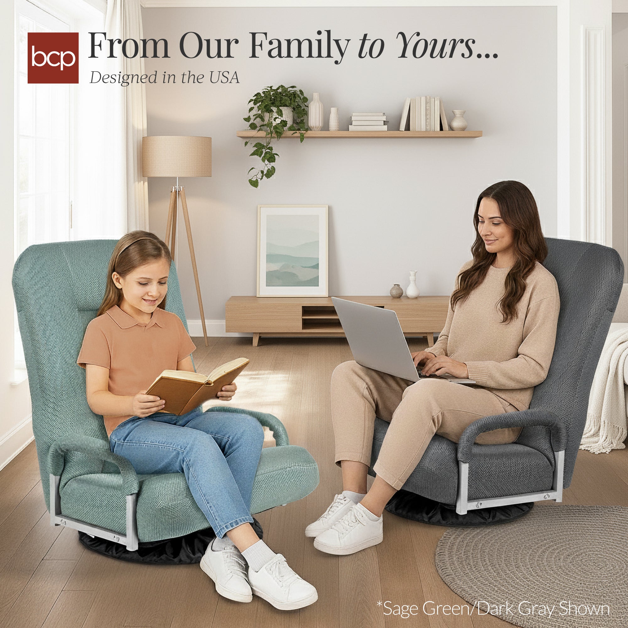 Gaming Floor Chair w/ 360-Degree Swivel, Armrest, Adjustable