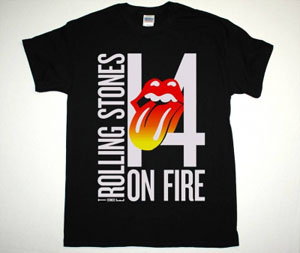 ROLLING STONES 14 ON FIRE TONGUE EVOLUTION TOUR 2014 NEW BLACK T-SHIRT
