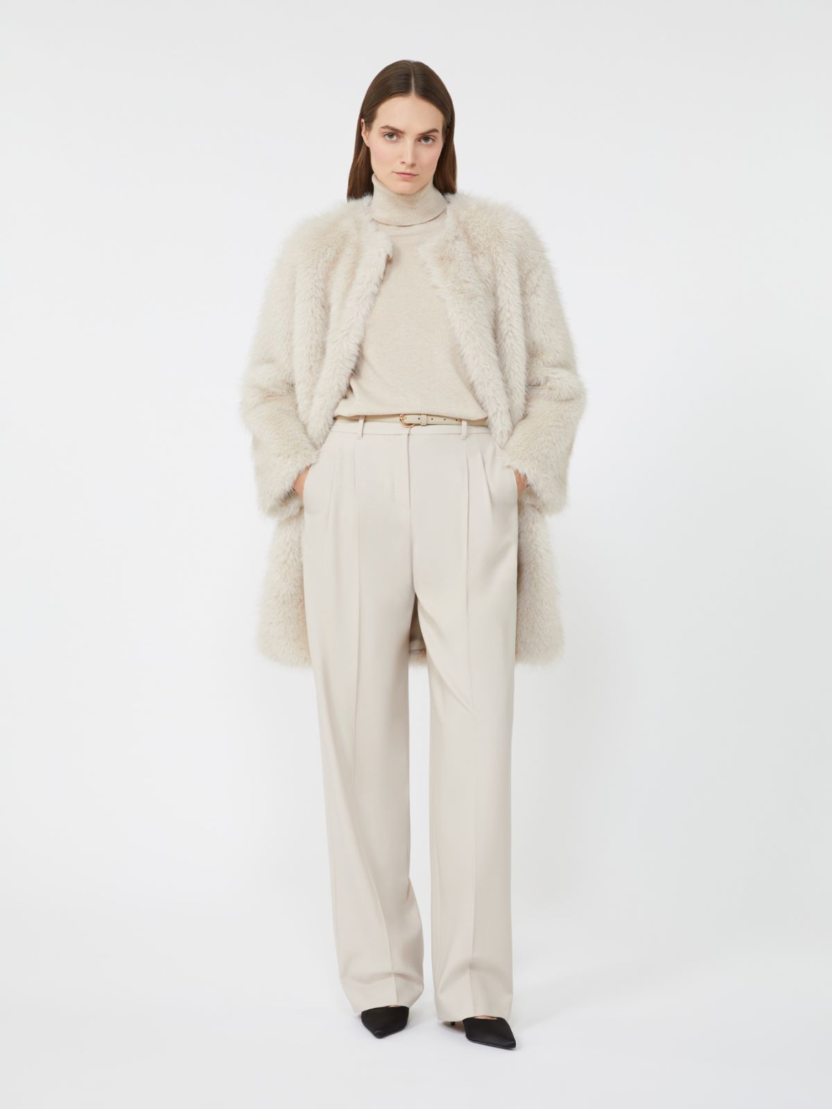 Wool and cashmere turtleneck sweater, beige | Max Mara