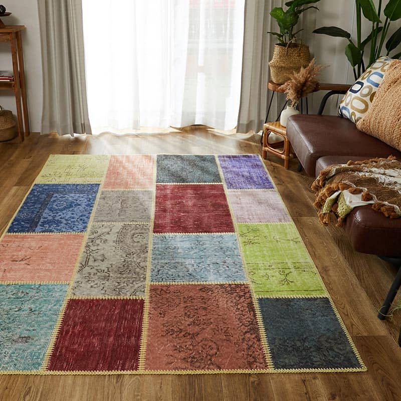 世界にたった1つ。斬新でモダンな『ビンテージパッチワークラグ #05