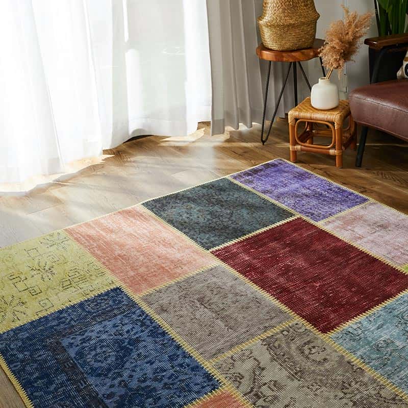 世界にたった1つ。斬新でモダンな『ビンテージパッチワークラグ #05