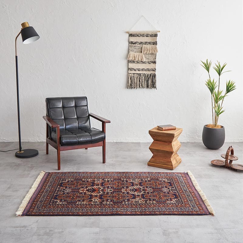 一点もので、一生もの】天然ウール100%トライバルヴィンテージラグ 約