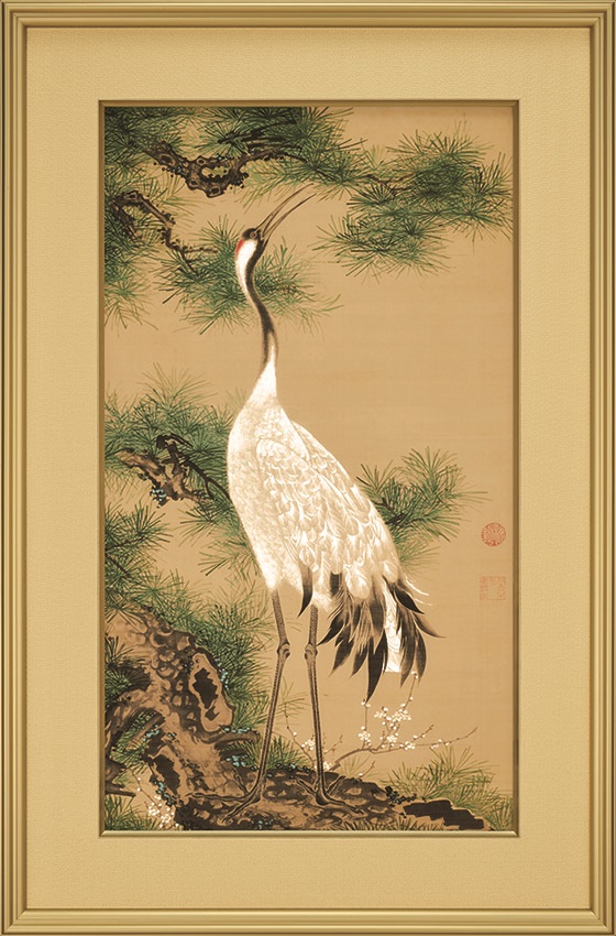 鶴　絵画 伊藤若冲 白鶴図 「浪に鶴」＜額＞｜エンディショップ【公式通販】