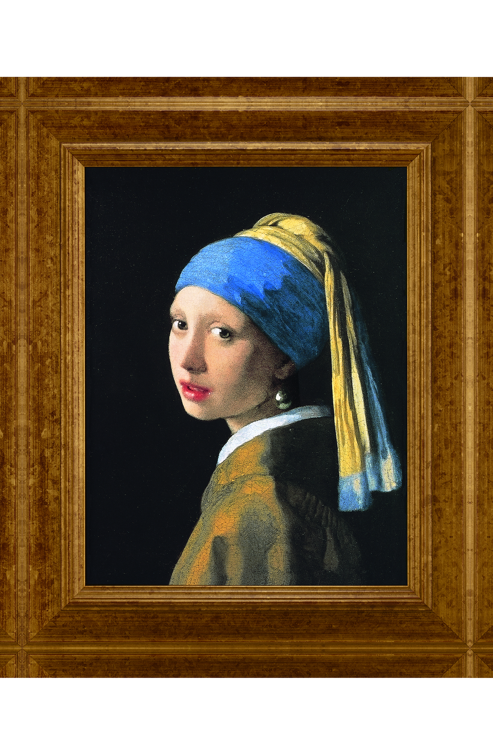 キャンバス油絵 　専用　真珠の耳飾りの青いターバンの犬　フェルメール楽しいアート 真珠の耳飾りの少女（フェルメール）の特徴は？見どころをわかりやすく