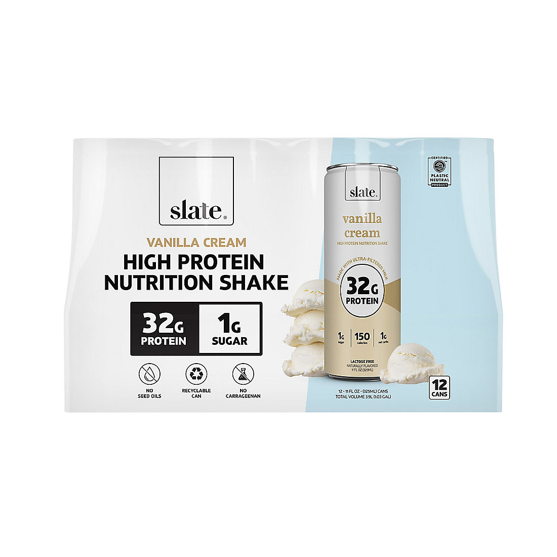 Slate Vanilla Cream Nutrition Shake, 32g Protein, 12 pk./11 oz