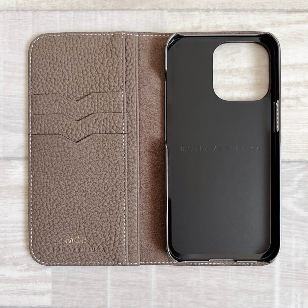 ボナベンチュラの(iPhone 13 Pro) ダイアリーケース シュリンクレザー