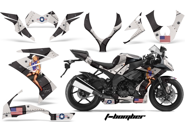 Kawasaki ZX10 Ninja Sport Bike Graphic Kit (08-09) AMRデカール