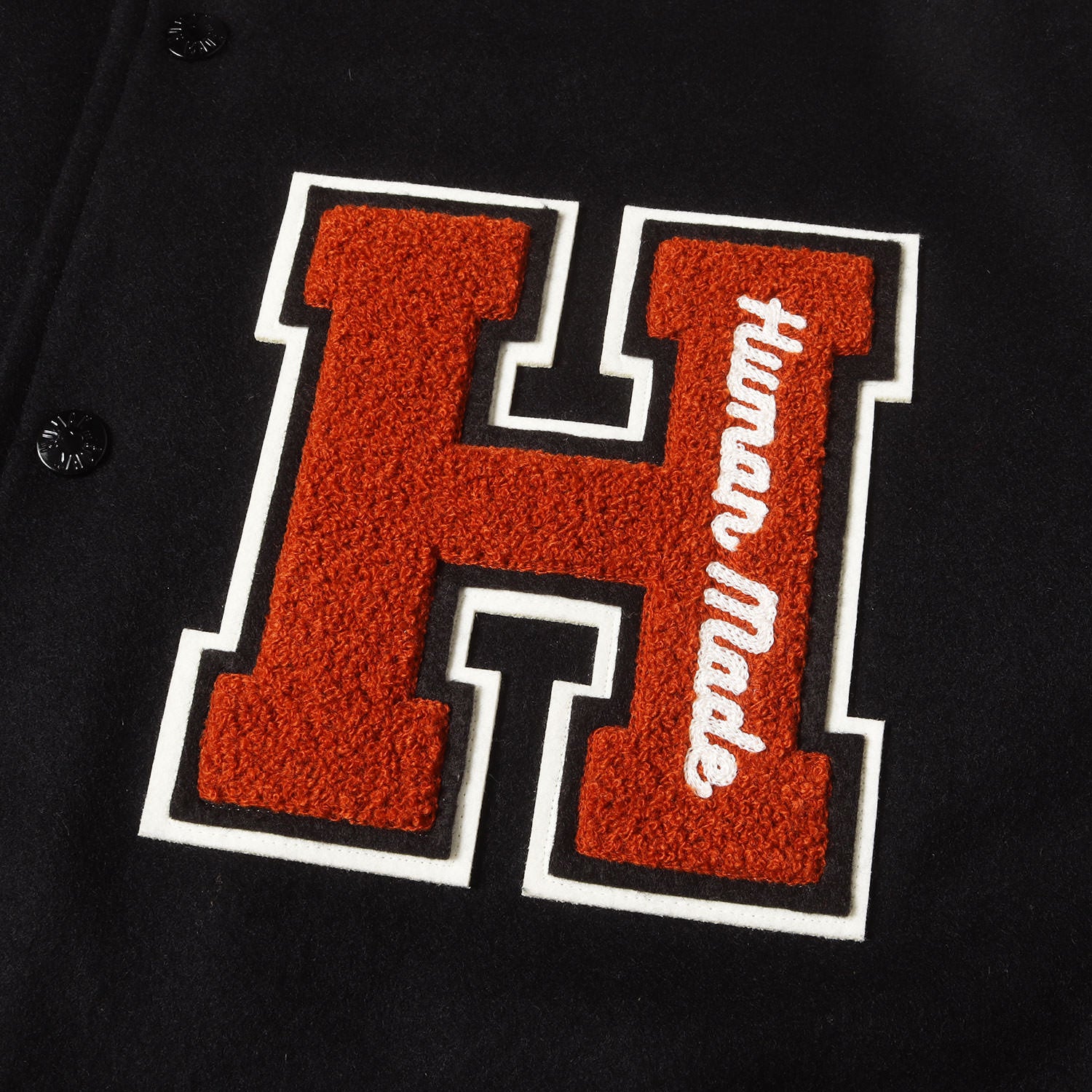 24AW ワッペンロゴ 袖レザー メルトン バーシティジャケット