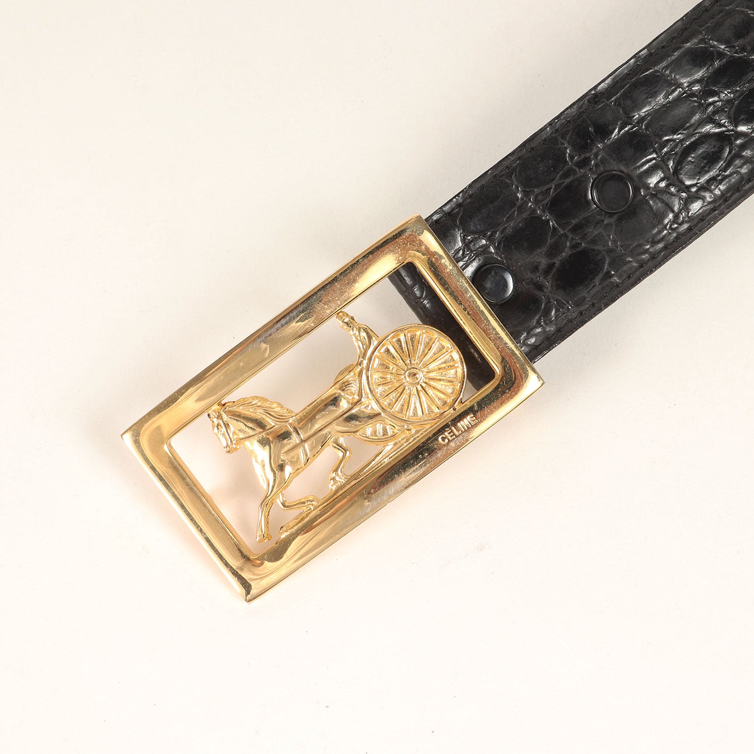 CELINE (セリーヌ) 馬車バックル クロコダイルレザー ベルト