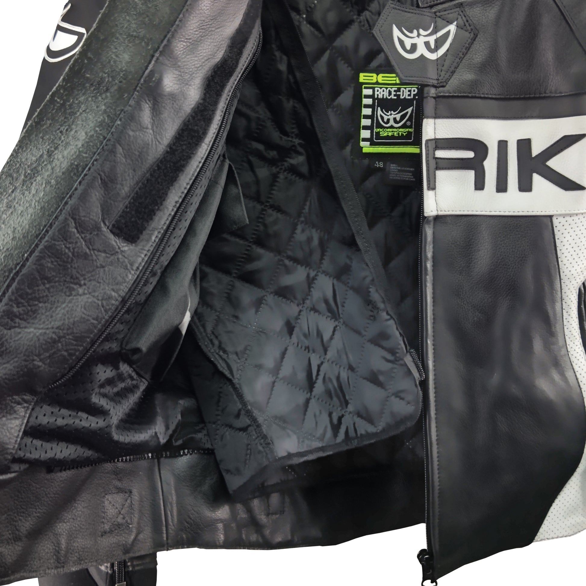 LJ-231101-BK BLACK/WHITE BERIK LEATHER JACKET レザージャケット