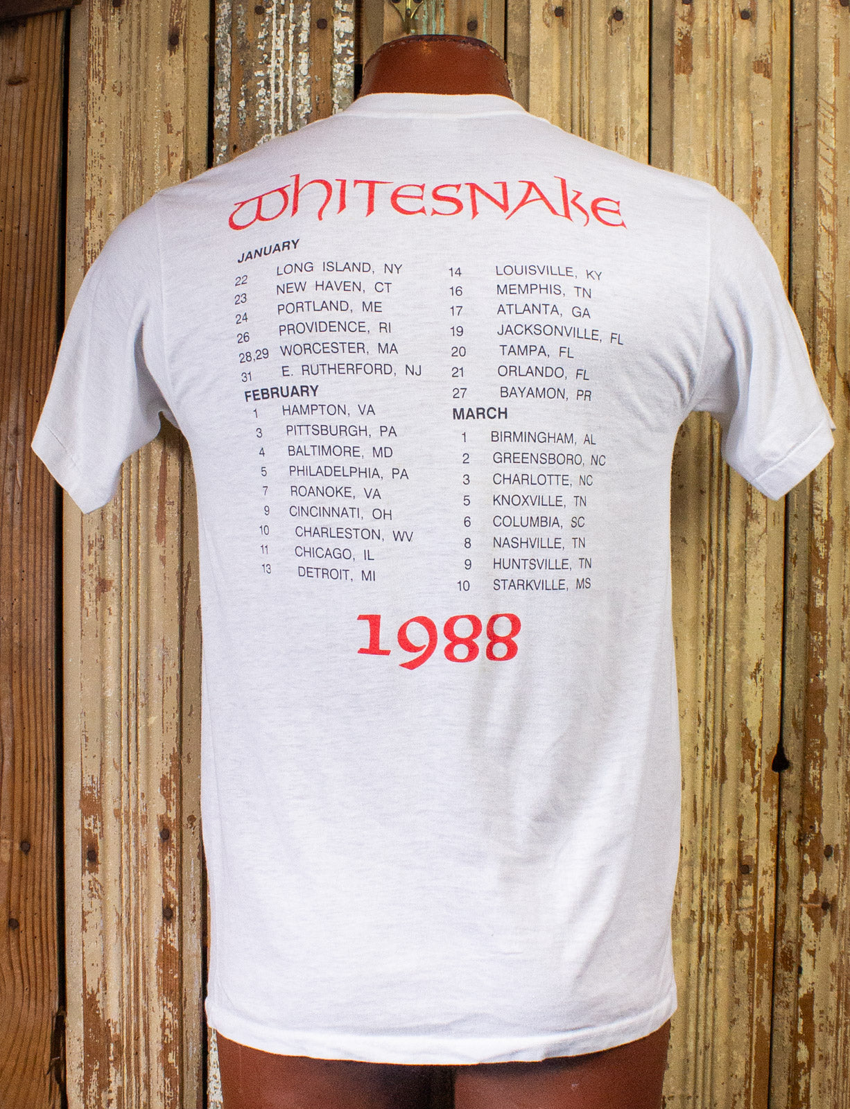 Vintage Whitesnake Tour Concert T Shirt 1988 White Medium – Black