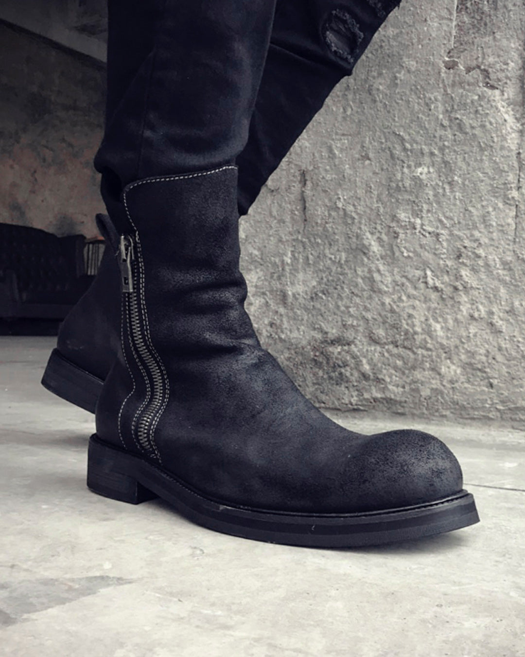 ♤♥SIDE ZIPPER BOOTS – Black Gravity