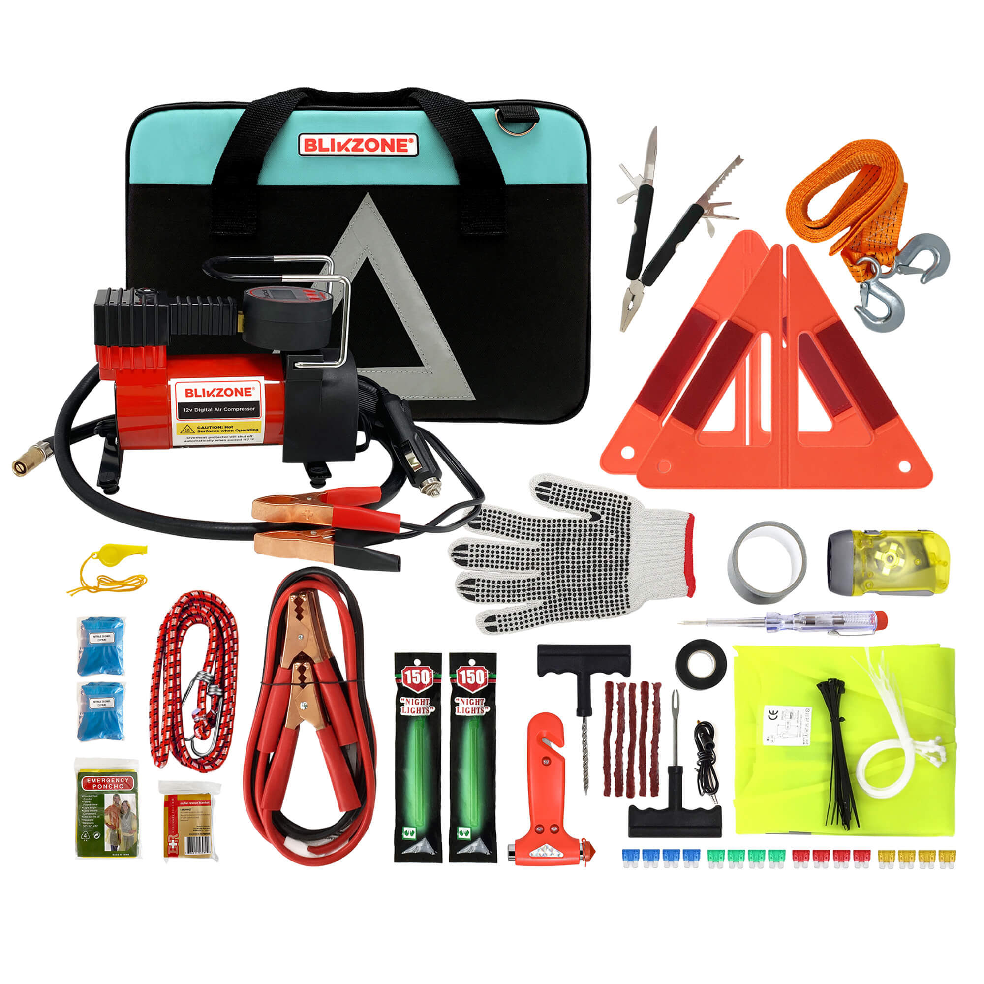 Car Emergency Safety Kit with Digital Air Compressor for Car