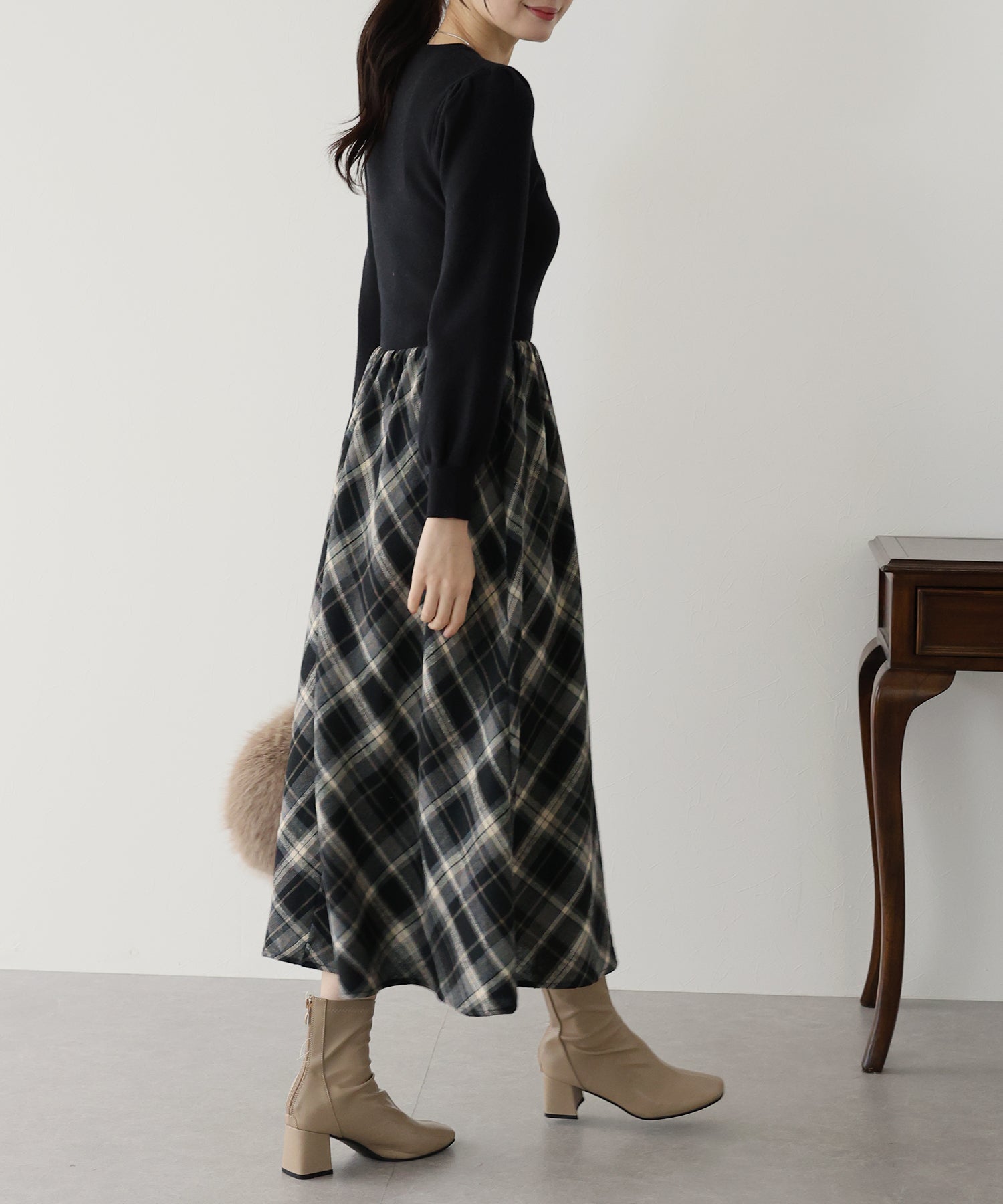 チェックドッキングニットワンピース – BLUE ONLINE