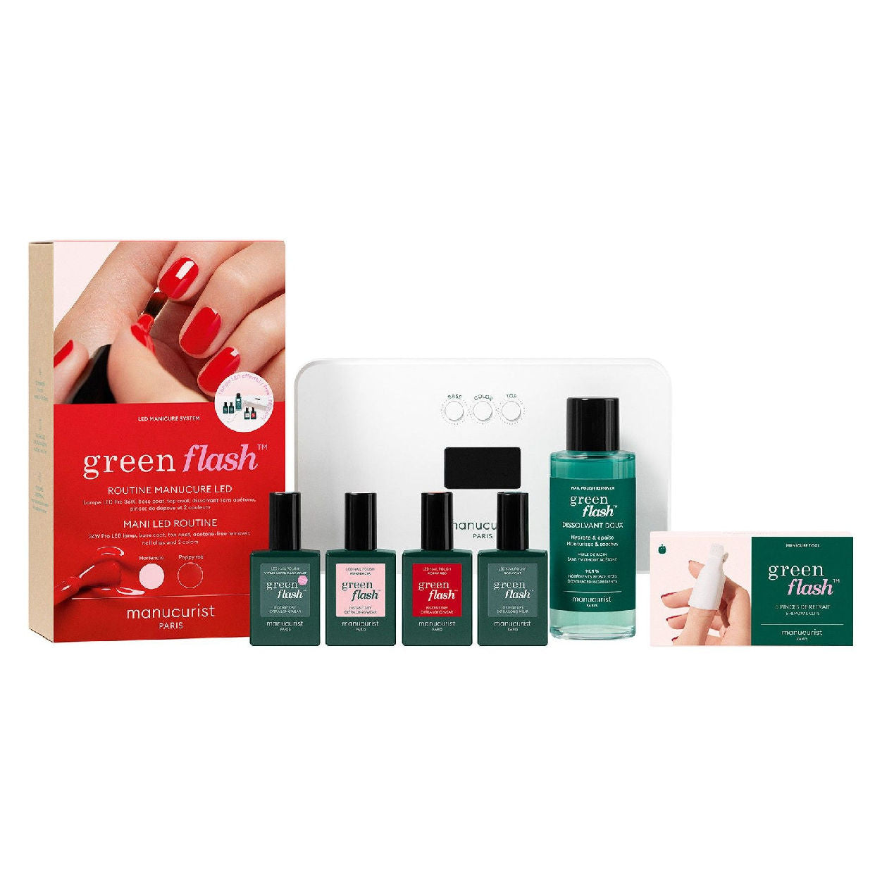 Manucurist 36W Green Flash Pro Routine Set - Poppy Red and