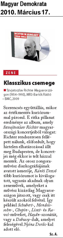 Richter in Hungary (1954-1993) - 14 CD Box Set | BMC Records