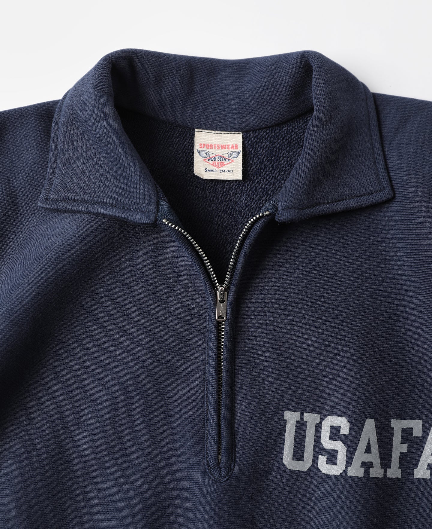 1950s USAFA Reverse Weave Half-Zip Sweatshirt - Navy | Bronson