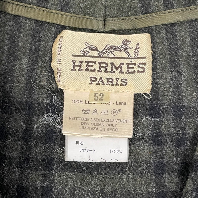 HERMES】エルメス ジレ チェック柄 ベスト メンズ ウール ジャポンタグ