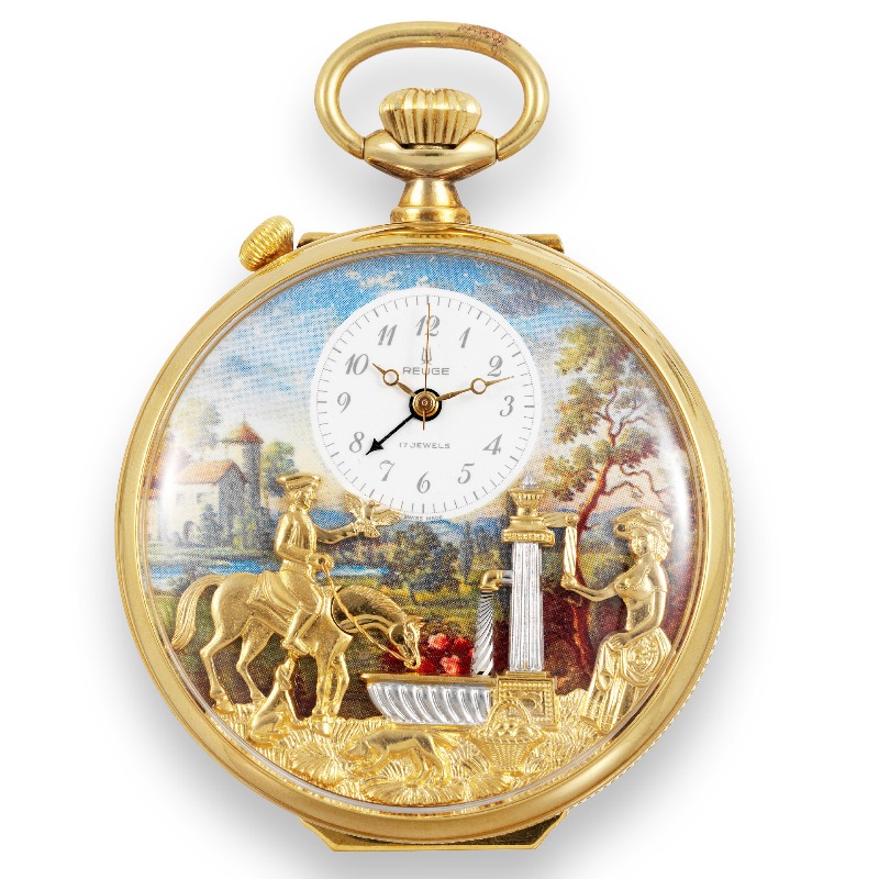 REUGE 】リュージュ オルゴール 懐中時計 1曲演奏式17弁ムーブメント