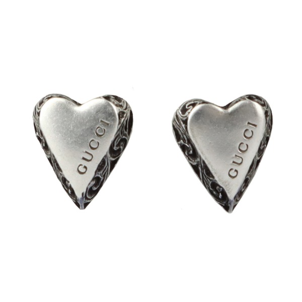 Brandol / GUCCI グッチ ピアス エングレービング ハート シルバー