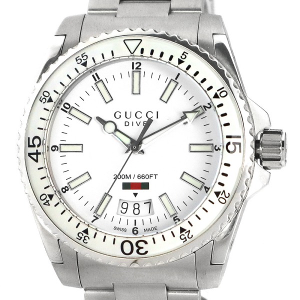 Brandol / GUCCI グッチ メンズ腕時計 DIVE ダイブ 40mm ホワイト