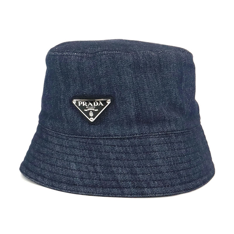 Brandol / PRADA プラダ 帽子 三角ロゴ バケットハット デニム Mサイズ