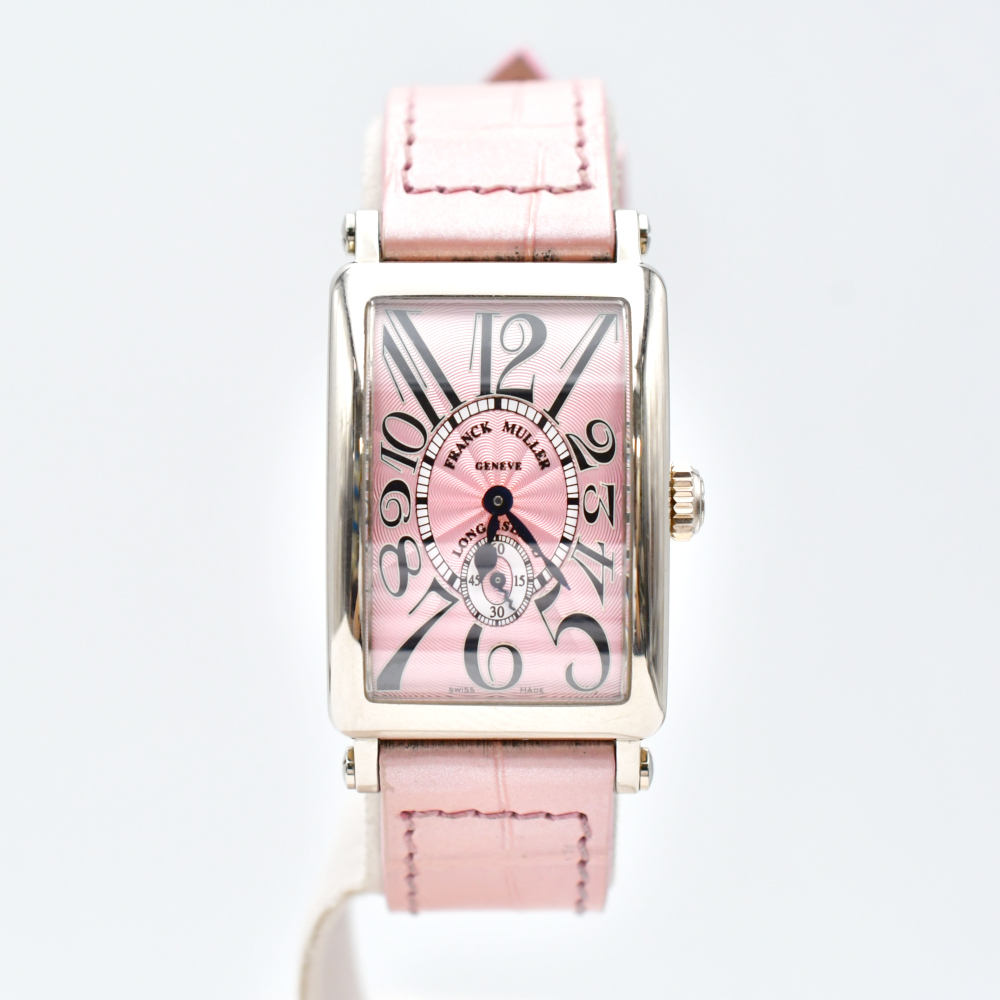 フランク ミュラー ロングアイランド ピンク文字盤 WG×革/手巻き 900S6