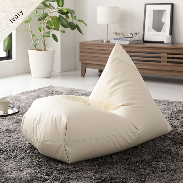 ビーズクッション ソファ アイボリー 三角 合皮 合成皮革 レザー