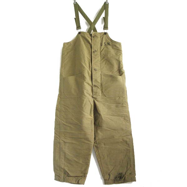 40's USA製 実物 米軍 USN N-1 デッキパンツ オーバーオール NXsx80435