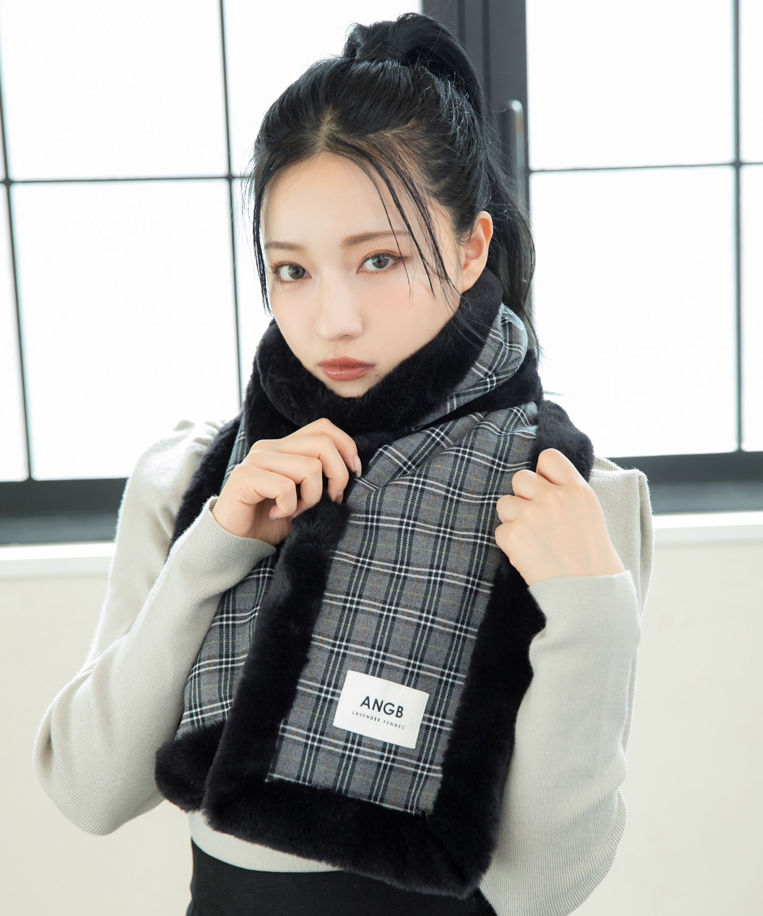 チェックフェイクファーマフラー – BUNNY APARTMENT