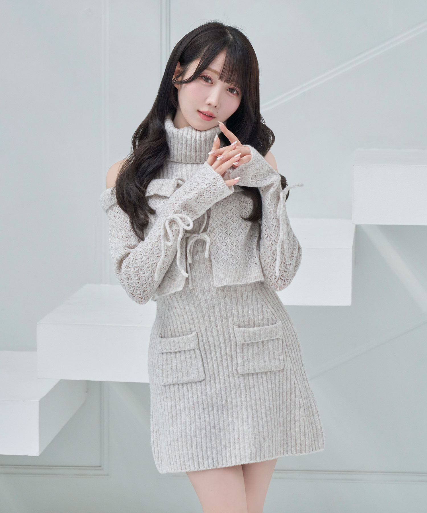 frill cardigan set mini knit OP – BUNNY APARTMENT