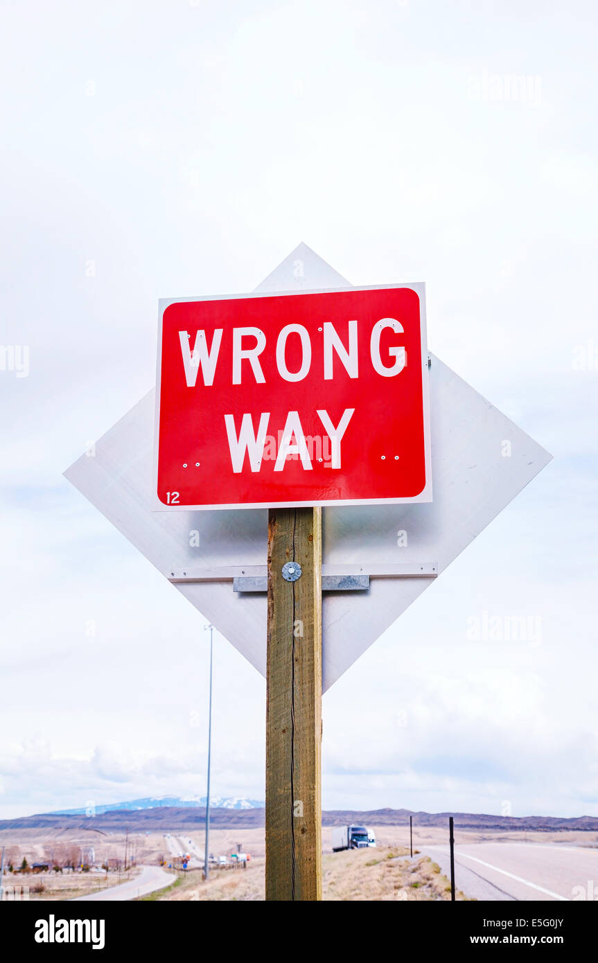 Wrong way road sign hi-res stock photography and images - Alamy