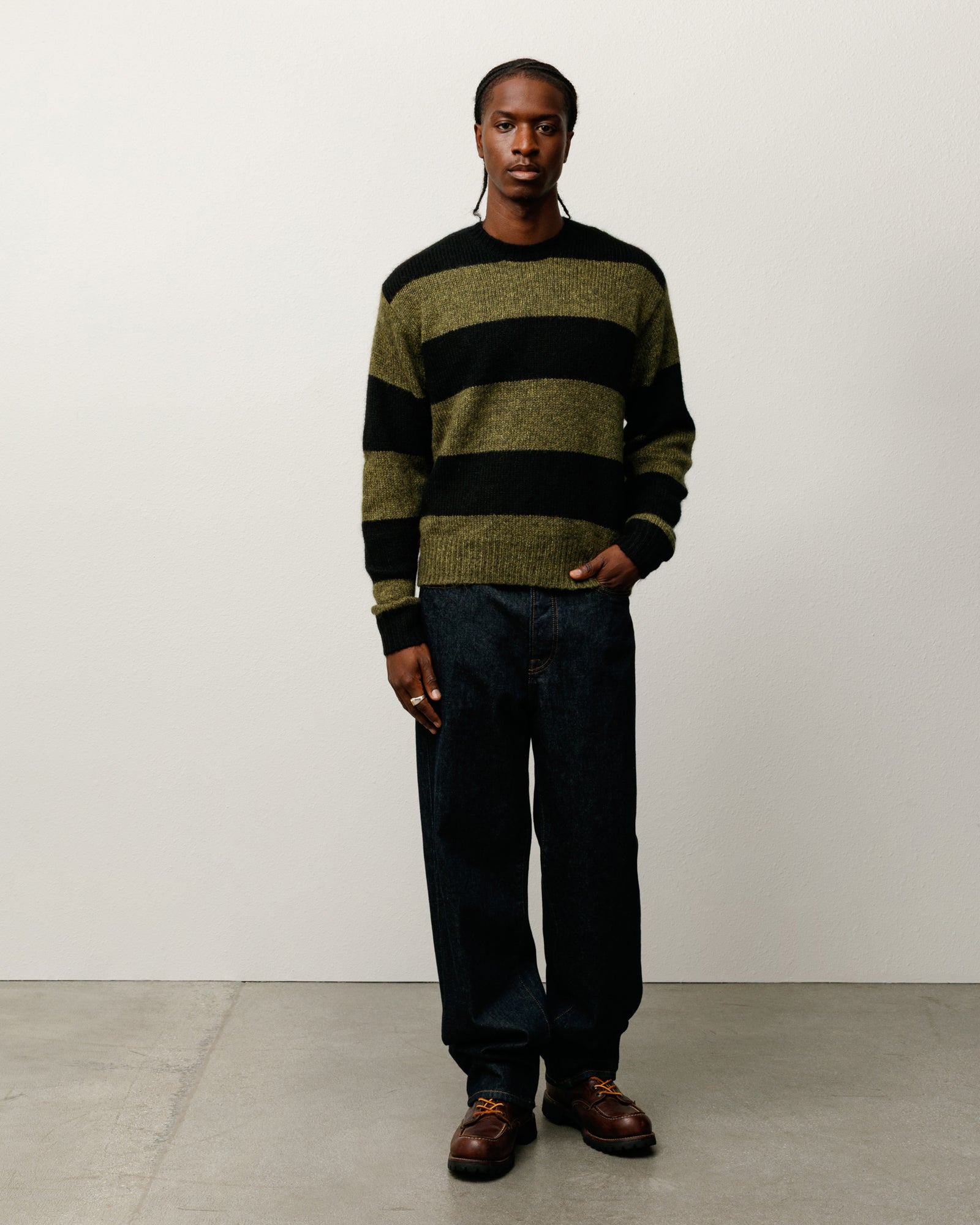 Mohair Stripe Sweater – Dark Olive | Sweaters & Knits | Stüssy Canada