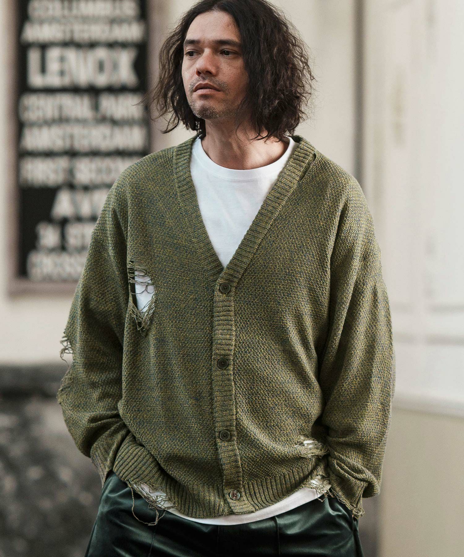 60%OFF【CAMBIO(カンビオ)】メランジダメージカーディガン | CAMBIO